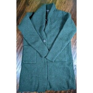 Uniqlo Womens Long Ribbed Knit Wool Cardigan Green Size XS